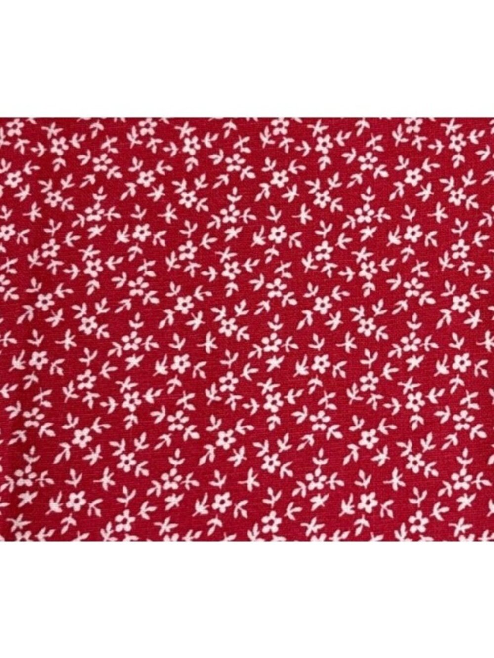 Red Cotton Fabric White Floral Design 22x26" Quilting-Sewing-Craft Material